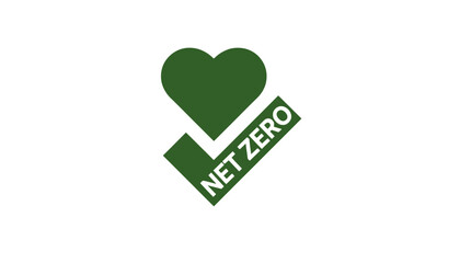 Net zero logo with green heart and checkmark symbol