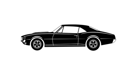Fototapeta premium A black car silhouette illustration on a white background