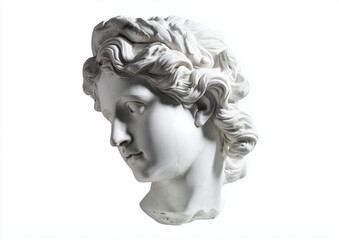 Obraz premium white antique female statue head, isolated on a white background, high-resolution photography.