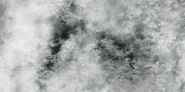 Abstract white and gray isolated cloud cumulus clouds. Gray aquarelle painted realistic fog or mist smoky textured canvas design. White and ash messy wall stucco texture background.	