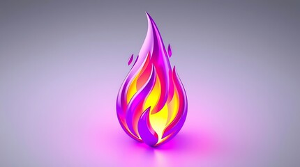 A vibrant flame rises from a sleek, modern glass base