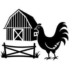 Fototapeta premium Rooster Chicken Farm Silhouette Vector Logo Illustration