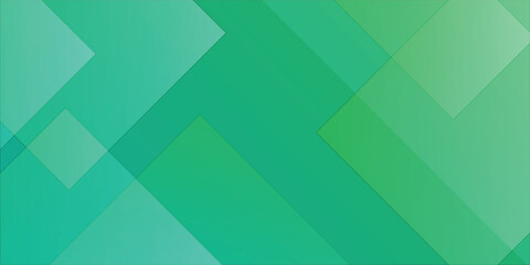 Obraz premium Modern abstract green geometric background featuring layered gradient shapes and diagonal overlapping elements.