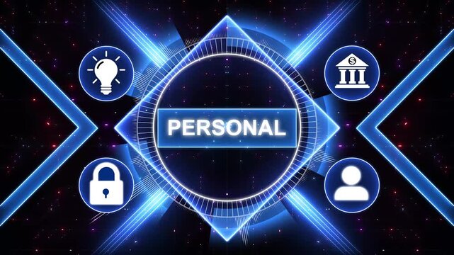Personal development concept, professional skills, competence, education, and leader mindset. Modern Business, Technology, Internet and social media icons 4K animation background.