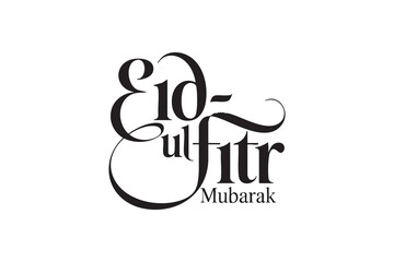 Obraz premium Eid ul Fitr Mubarak Typography Set – Elegant Islamic Calligraphy Lettering for Eid Festival Design