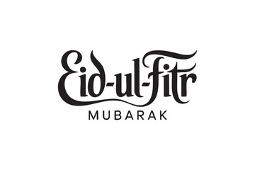 Fototapeta premium Eid ul Fitr Mubarak Typography Set – Elegant Islamic Calligraphy Lettering for Eid Festival Design