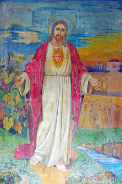 Sacred Heart of Jesus, painting in the Church of the Sacred Heart of Jesus in Rakov Potok, Croatia
