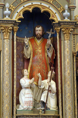 Obraz premium Altar of Saint Valentine in the parish church of Saint John of Nepomuk in Stupnik, Croatia