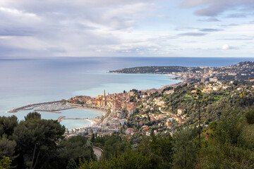 Fototapeta premium Menton french riviera coastal town panoramic view