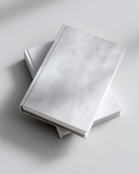 Hardcover book mockup, front cover view, dust jacket texture, minimalist aesthetic