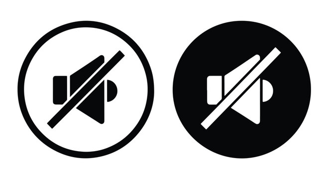 Modern Muted Icon Set: Mute and Unmute Sound Buttons - Line and glyph icon set - Minimalist, flat icon, outline, glyph, linear, clipart, sticker - icon set