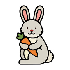 Obraz premium Cute Bunny Holding Carrot Icon
