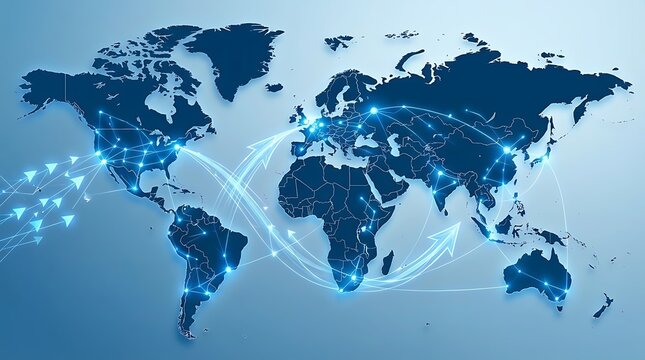 World map with trade routes highlighting global inflation pressure