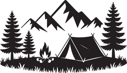 Fototapeta premium Outdoor Adventure Camping Silhouette Vector Illustration for Logo Design