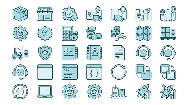 Business Technology Icons Set Vector illustration