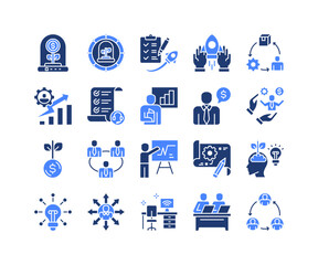 Startup Incubator Icon Collection,  featuring Business Incubator, Startup, Entrepreneur, Product Development, Funding, Pitching, Workspace.