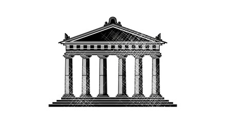 Fototapeta premium Illustration of ancient Greek temple facade.