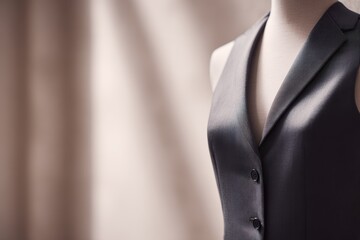 Tailored vest and trousers on a female mannequin, modern professional fashion, boutique style