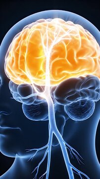 Detailed CGI visualization of auditory nerve pathways transmitting signals from the ear to the brain for medical education and research