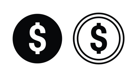 Fototapeta premium Modern Dollar Sign Icon Set for Business Design - Line and glyph icon set - Minimalist, flat icon, outline, glyph, linear, clipart, sticker - icon set