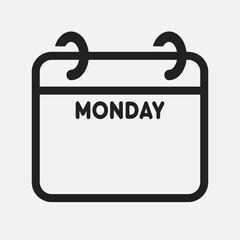 Icon page calendar day week Monday, empty space
