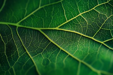 Obraz premium Close up of green leaf veins showing textures for backgrounds and wallpapers in macro photography
