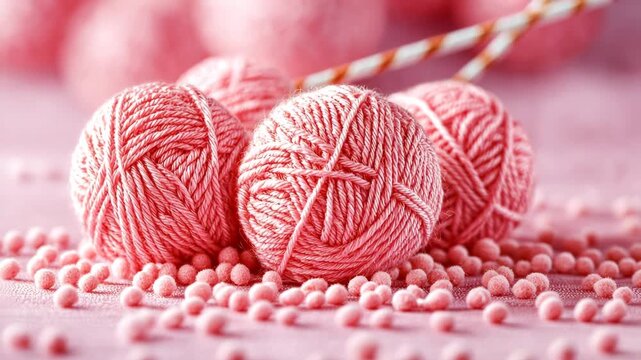 selective focus vibrant yarn threads being prepared for knitting project