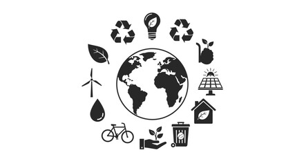 Obraz premium Earth with eco friendly icons around.