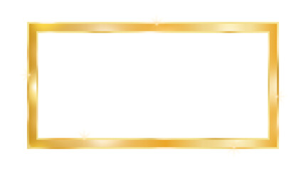 Gold glitter with shiny gold frame on a transparent background