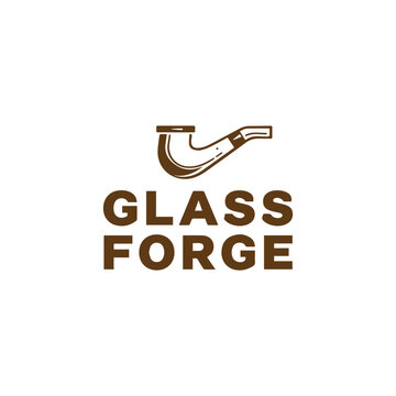 Professional Glass Forge Logo Design Featuring A Classic Brown Pipe
