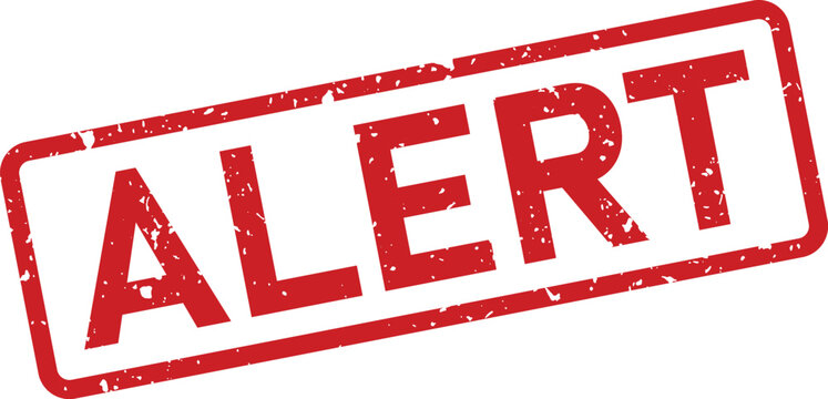 A prominent red alert rubber stamp with a distressed texture indicates a critical warning message