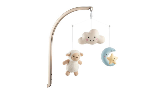 Baby mobile with sheep cloud and moon star