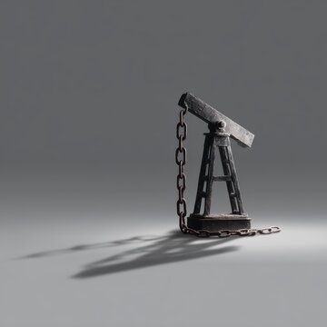 Symbolic image of chained oil pump representing restricted energy supply