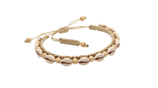 Shell and wood bead macrame bracelet