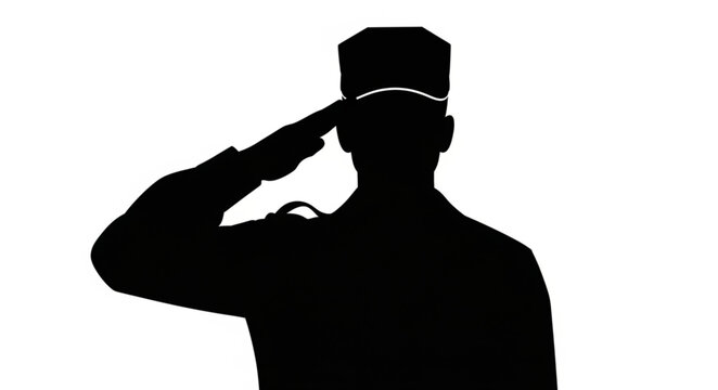 Silhouette of a Soldier Saluting.