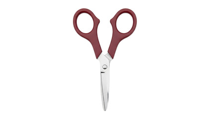 Red handled scissors on white background