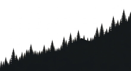 Silhouette of Pine Tree Forest. © Deni