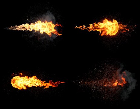 A collection of four fire and smoke explosions