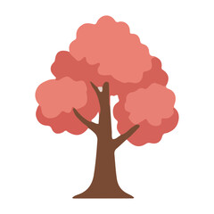 Pink Autumn Tree Illustration