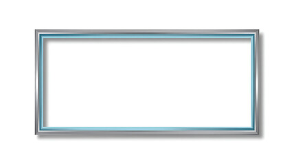 Decorative Multi Layered Silver and Blue Metallic Rectangular Frame with Drop Shadow for Modern Presentations