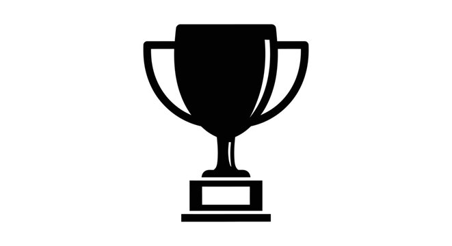Minimalist flat vector illustration of a trophy cup icon.