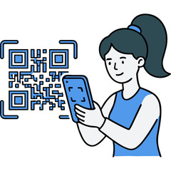Woman scans QR code with smartphone in hand
