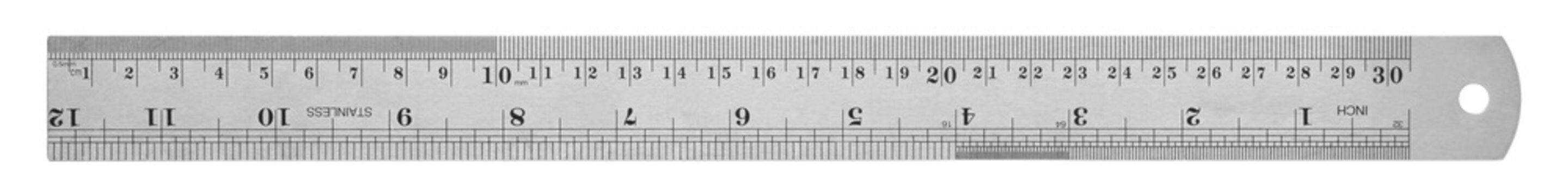 School metal ruler with metric isolated on white background