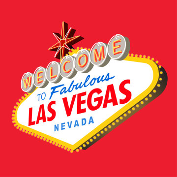 Welcome To Fabulous Las Vegas Nevada Sign On Red Background. Retro Neon Sign Design Vector Art