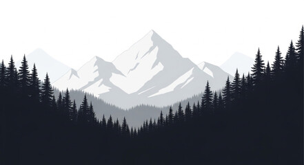 Snowy Mountain Range Landscape View.