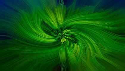 Obraz premium Swirling green and yellow abstract vortex on dark background evoking motion, energy, and dynamic depth