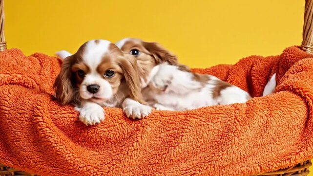 Cavalier King Charles Spaniel Puppies Play.