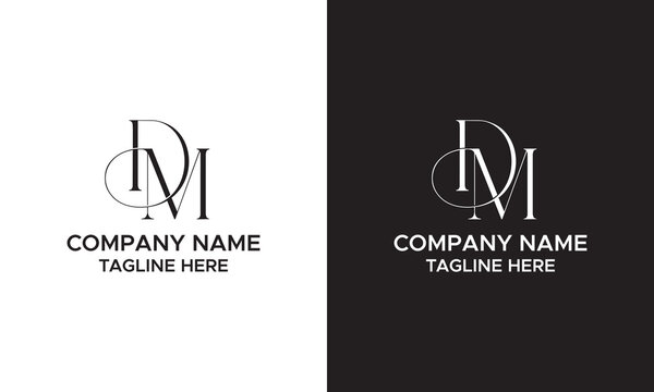 Minimal elegant monogram art logo. Outstanding professional trendy awesome artistic DM MD initial based Alphabet icon logo. Premium Business logo White color on black background