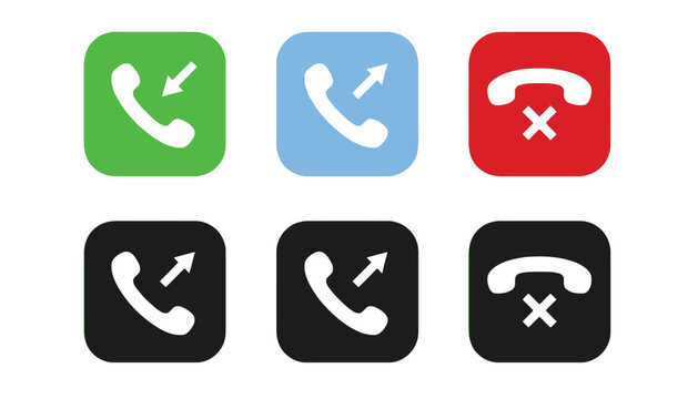 Phone icon set with different colored and styled call symbols