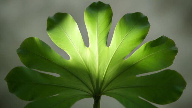 Layered palm leaf fan background with slow highlight travel and gentle interleaf shadow shifts